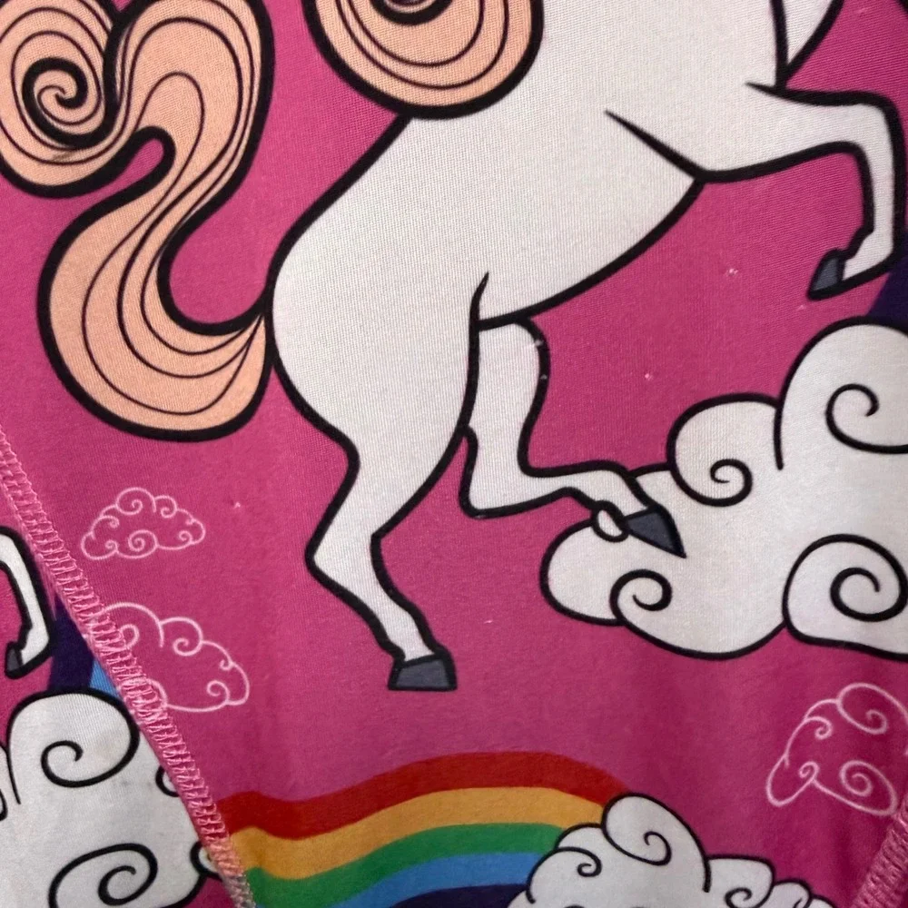 Jxstar Girls Pink Unicorn Rainbow‎ Long Sleeve Skater Dress Size 10-11Y 150